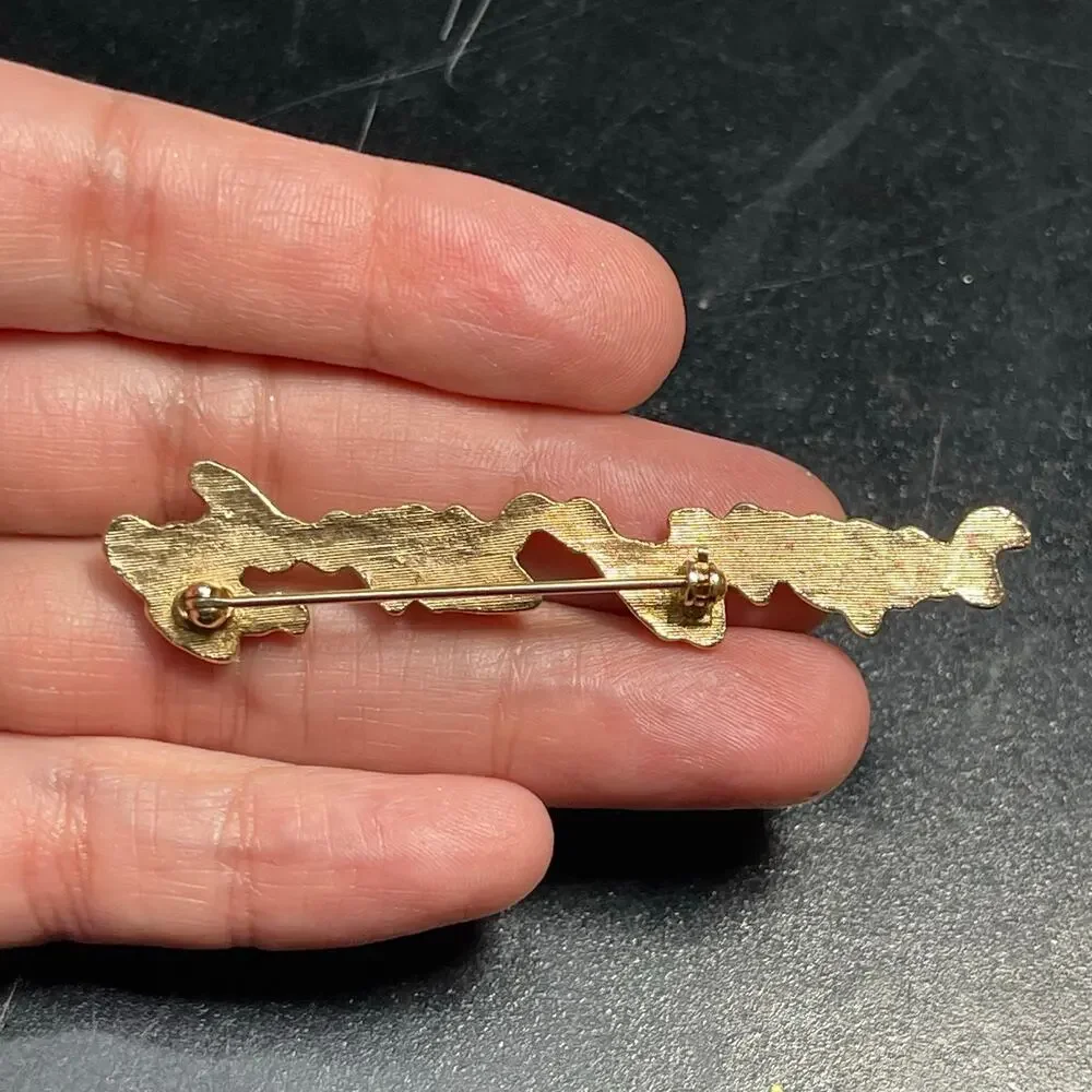 Vintage Elizabeth Arden Gold Tone Consultant Brooch Pin 2.75